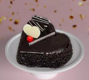 Chocolate chips heart shape cake 