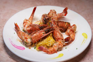 Jumbo Paprika Prawn With American Corn Mash