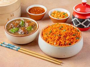 Manchurian  Schezwan Rice With Gravy