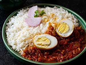 Plain Rise With Egg Curry 2 Eggs
