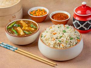 Paneer Chilly Rice With Gravy