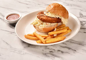 Chicken Burger With French Fries