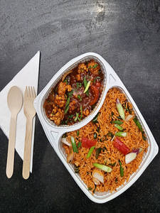 Veg Schezwan Fried Rice & Chilli Cauliflower