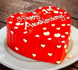 Anniversary Heart Shape Red Velvet Cake