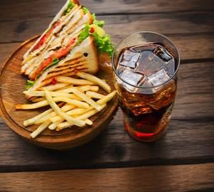 Bread Omelette Chicken Cheese Mayo Sanwich + Chicken Finger + Coke [250 Ml]