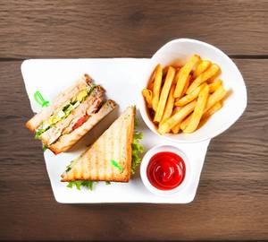 Bread Omeltte Chicken Chesse Sandwich + French Fries + Coke [250 Ml]