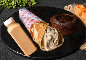 Malai Paneer Tikka Roll + Chocolava Cake + Hazelnut Cold Coffee