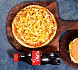 Golden Corn Pizza + Aloo Tikki Burger + Coke (250 ml)               