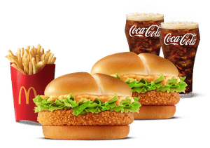 2 Crispy Veggie Burger  + Fries (L) + 2 Coke