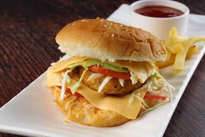 Veg cheese burger veg tikki salsa select veg and cheese