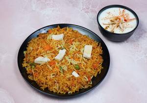 Veg Biryani With Raita And Salad