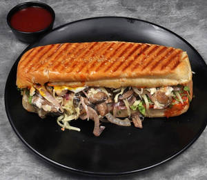 [VEG] Buttered Mushroom Parmesan Cubano Sandwich
