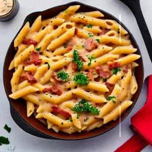 Bacon Cheese Sauce Penne Pasta
