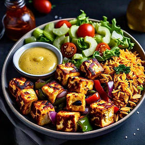 Peri Peri Paneer Bowl With Spicy Rice & Salad