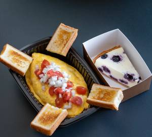 Masala Omlette+ Blueberry Cheese Cake Slice