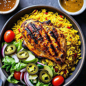 Peri Peri Bowl Chicken With Spicy Rice & Salad