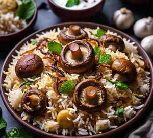 Mushroom Tikka Handi Biryani [1kg,-upto two servings]