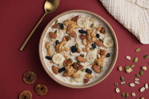 Dry Fruit Overnight Oats [Protein -22g, Fiber-10.1g]