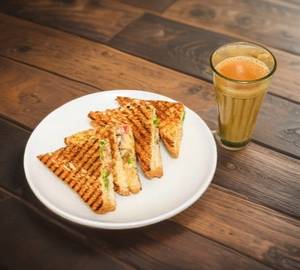 Gulabji special chai and veg grilled sandwich
