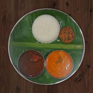 Rice +  sambar + rasam + masala vada