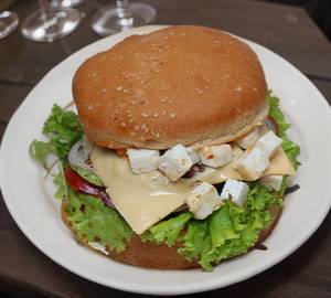 Paneer and cheese burger
