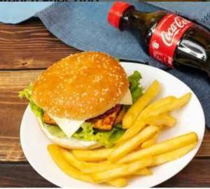 Cheese Burger With French Fries And Coke (250Ml)