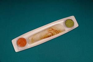 Plain Dosa With Sambhar And Coconut Chutney