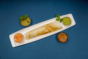 Masala Dosa With Sambhar And Coconut Chutney