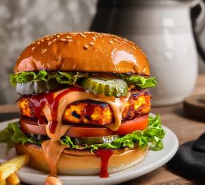 Hot spicy paneer burger