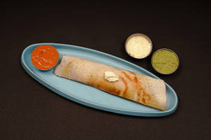 Butter Masala Dosa With Sambhar And Coconut Chutney