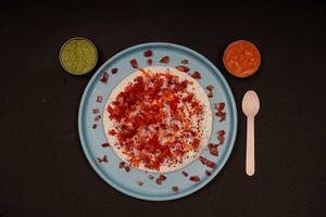 Tomato Uttappam With Sambhar And Coconut Chutney