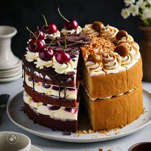 Eggless Black Forest Pastry (4 Pcs) + Eggless Butter Scotch Cake                                                                                 