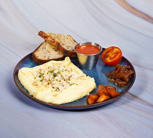 Diner Style Chicken, Cheese & Ham Omelette