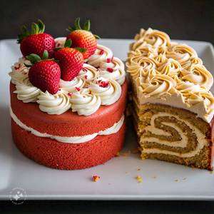 Eggless Strawberry Cake + Eggless Butter Scotch Cake                                                                                 