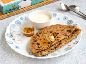 2 Gobhi Paratha + Dahi + Butter + Achar