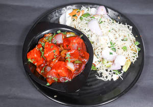 Hakka Noodles + Chilly Paneer Dry