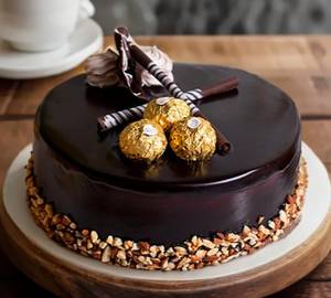 Eggless Ferrero Rocher Almond Cake