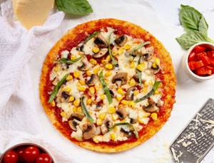 Mushroom Corn and Basil Pizza