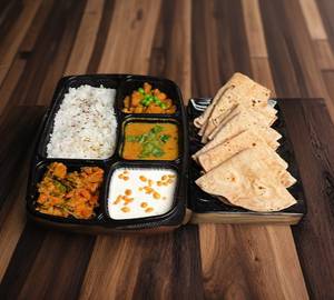 Rice + Roti + Mix Veg + Aloo Mattar Thali