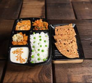 Rice + Paneer Butter Masala + Plain Parantha Thali