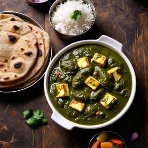Palak Paneer with 4 tandoori and plain rice 