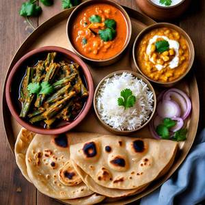 Bhindi Masala with Dal Fry , 2 Tandoori roti And Basmati rice
