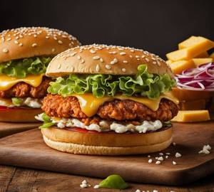 Chicken Burger With Cheese Silce