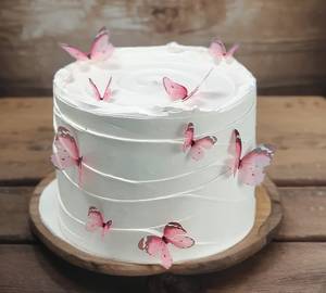 White Vanilla Butterfly Birthday Cake