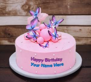 Pink Chocolate Butterfly Cream Cake