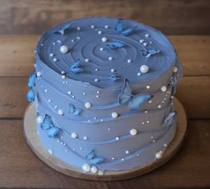Dreamy Blue Chocolate Butterfly Eggless Cake