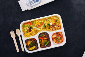 Singapore Noodles + Veg Chilli Coriander Sauce + Kimchi Salad