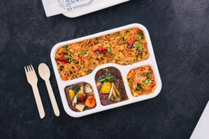 Schezwan Rice + Veg Chilli Bean Suace + Kimchi Salad