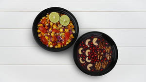 Healthy Corn Chaat And Blueberry Banana Smoothie Bowl