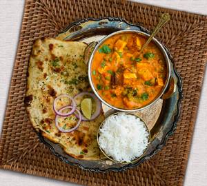 Plain paratha with matar paneer